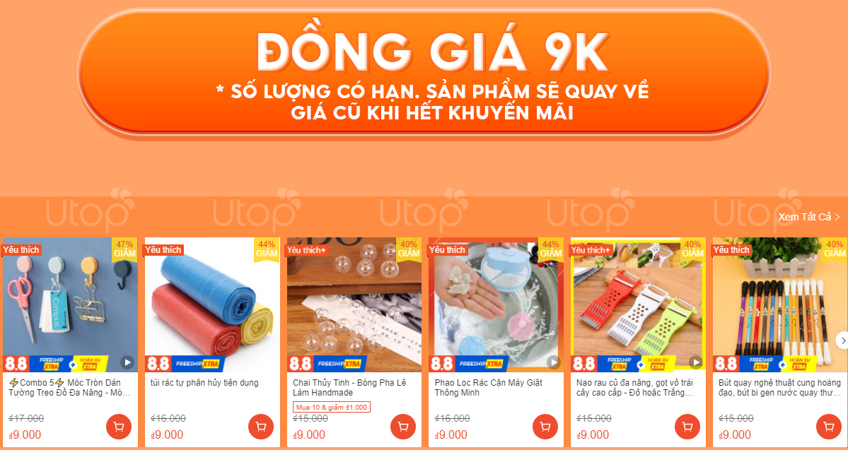 Sale sản phẩm đồng giá 9k